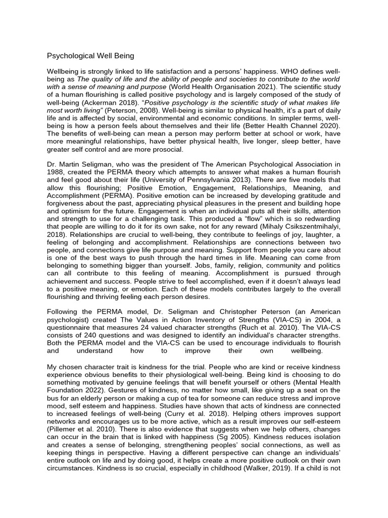 Psychological Well Being | PDF