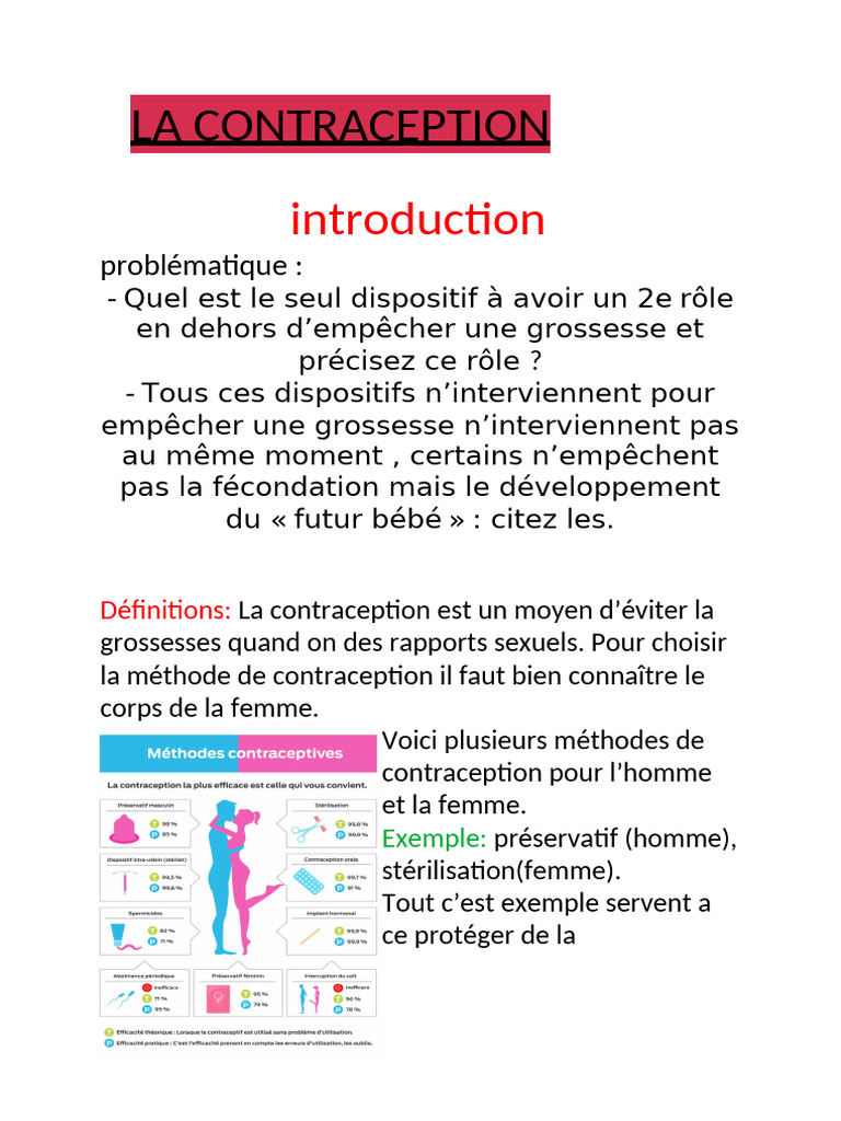 Les Différents Moyens de Contraception | PDF
