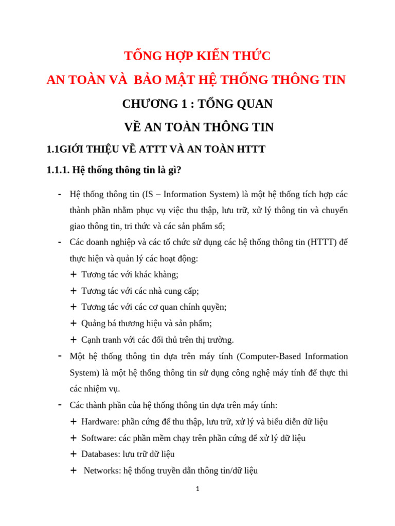 TỔNG HỢP KIẾN THỨC ATTT | PDF