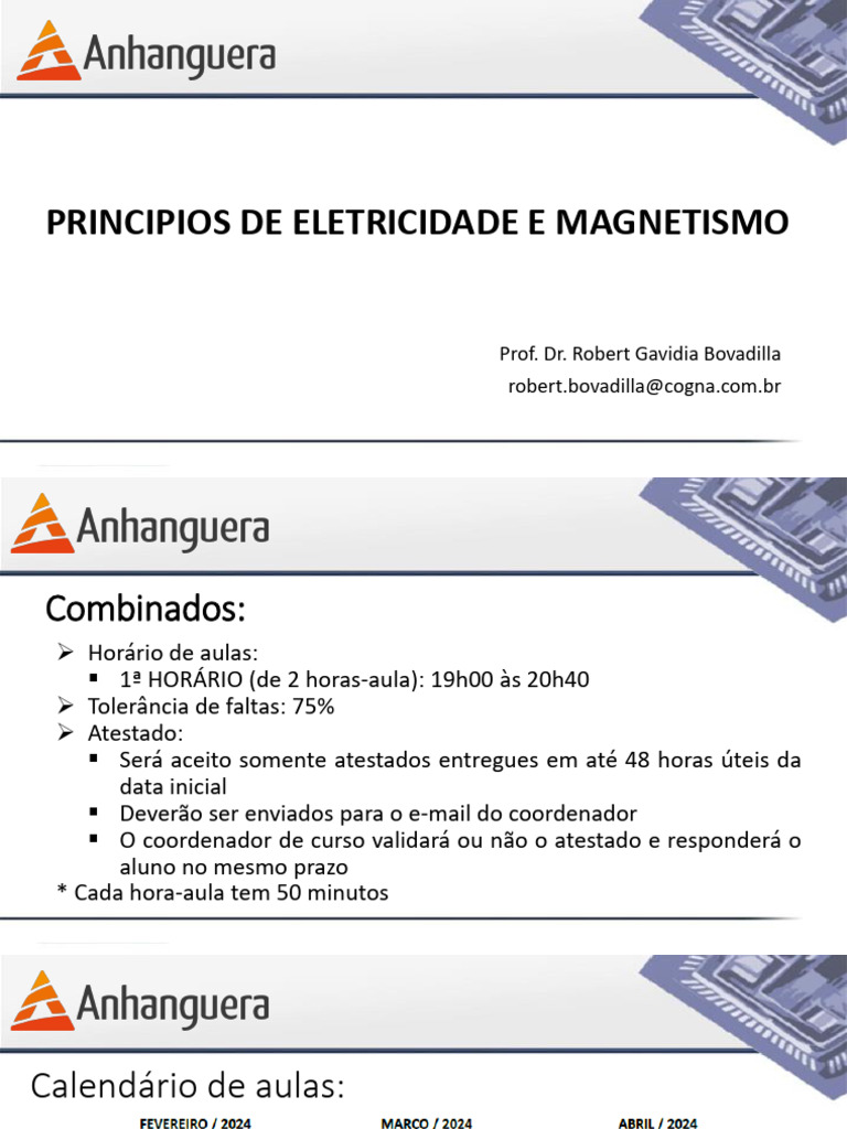 Principios de Eletricidade e Magnetismo - Aula 1 | PDF