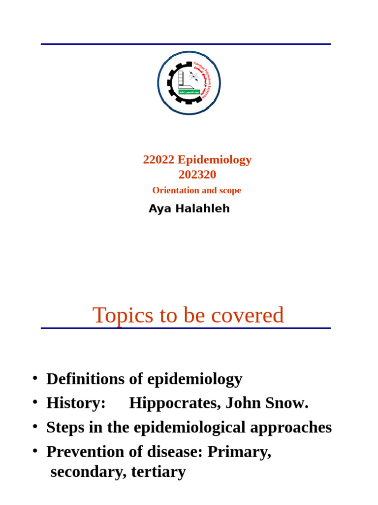 Epidemiology Lecture 1 | PDF
