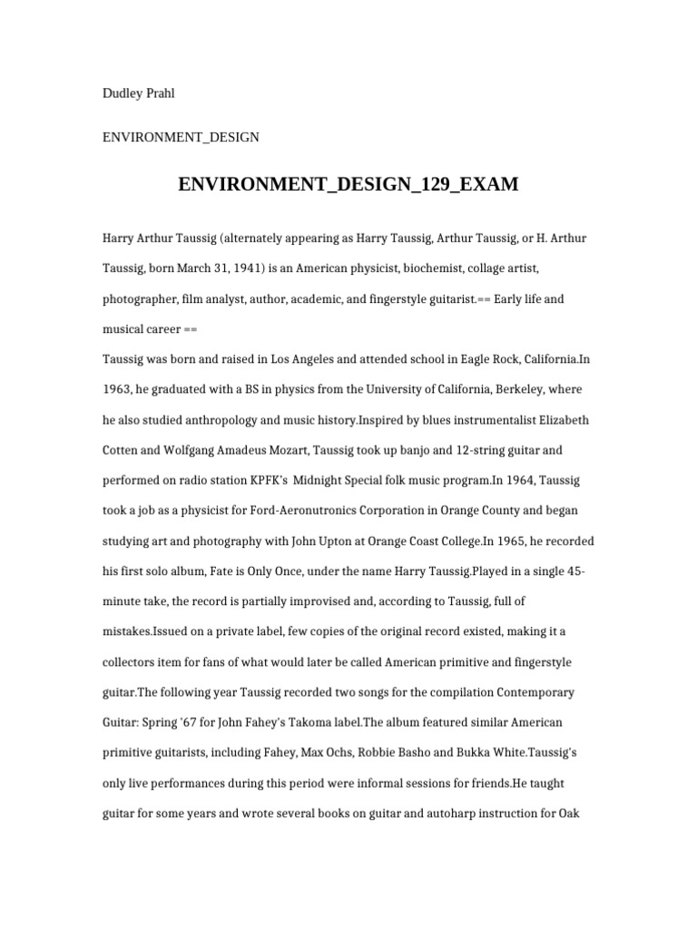 Environment Design 129 Exam | PDF