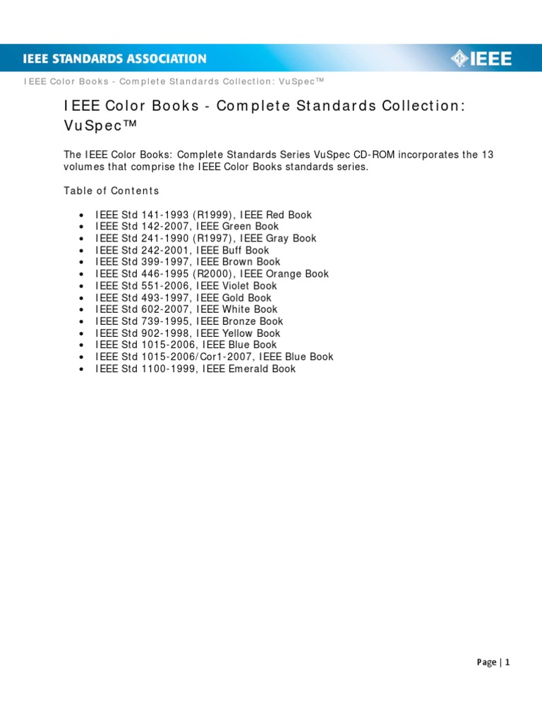Ieee Color Books - Complete Standards Collection: Vuspec™ | PDF