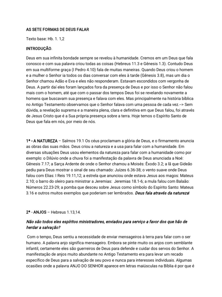 As Sete Formas de Deus Falar | PDF