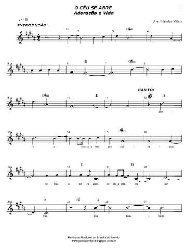 1 Partitura o Ceu Se Abre Adoracao e Vida Divulgacao | PDF