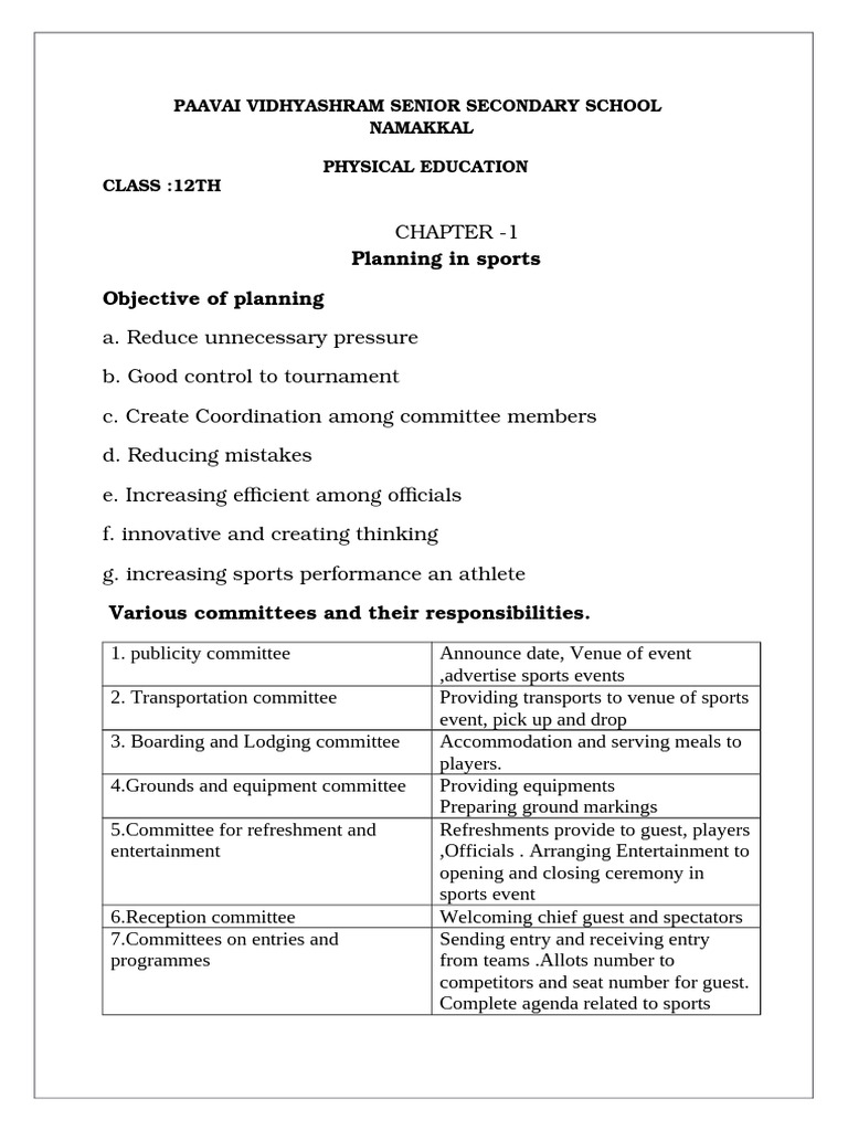 XII - PE Chapter Wise Notes | PDF