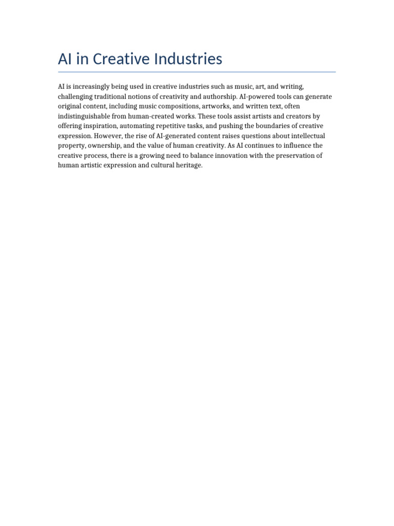 Ai Essay 5 Ai In Creative Industries Pdf