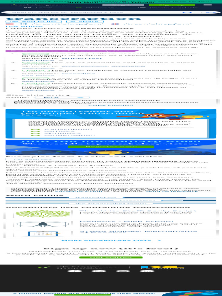Transcription Definition, Meaning & Synonyms PDF