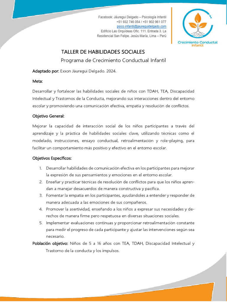 Taller de Habilidades Sociales | PDF