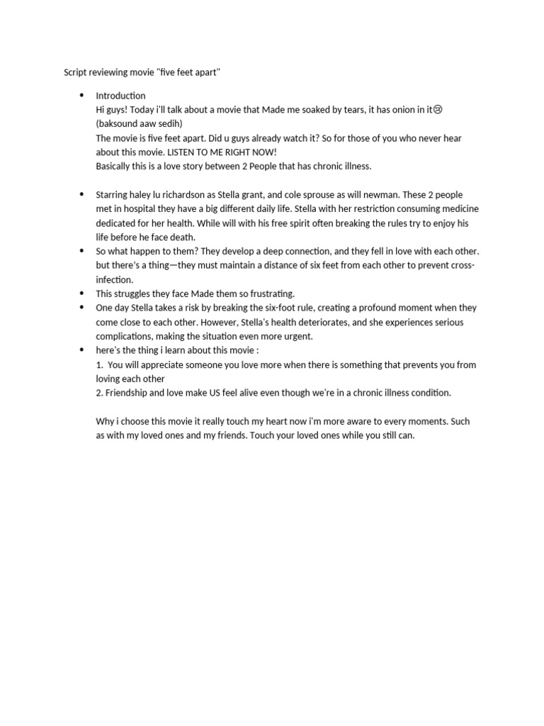 Script review five feet apart pdf