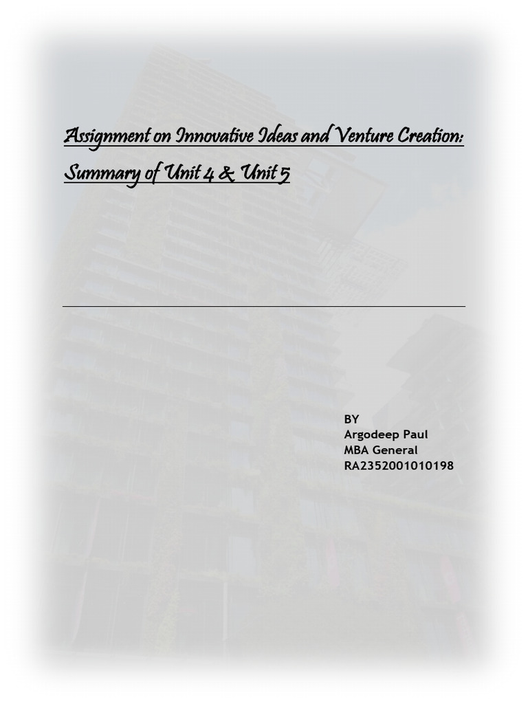 Assignment On Innovative Ideas and Venture Creation | PDF
