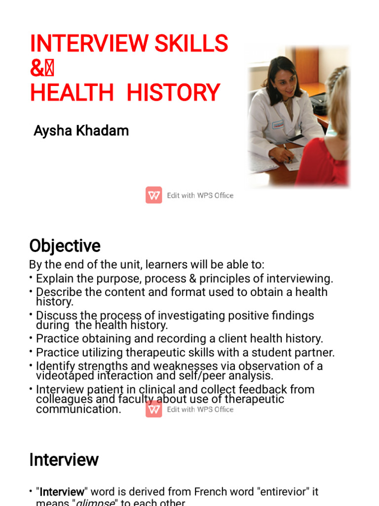Interview Health History Pdf