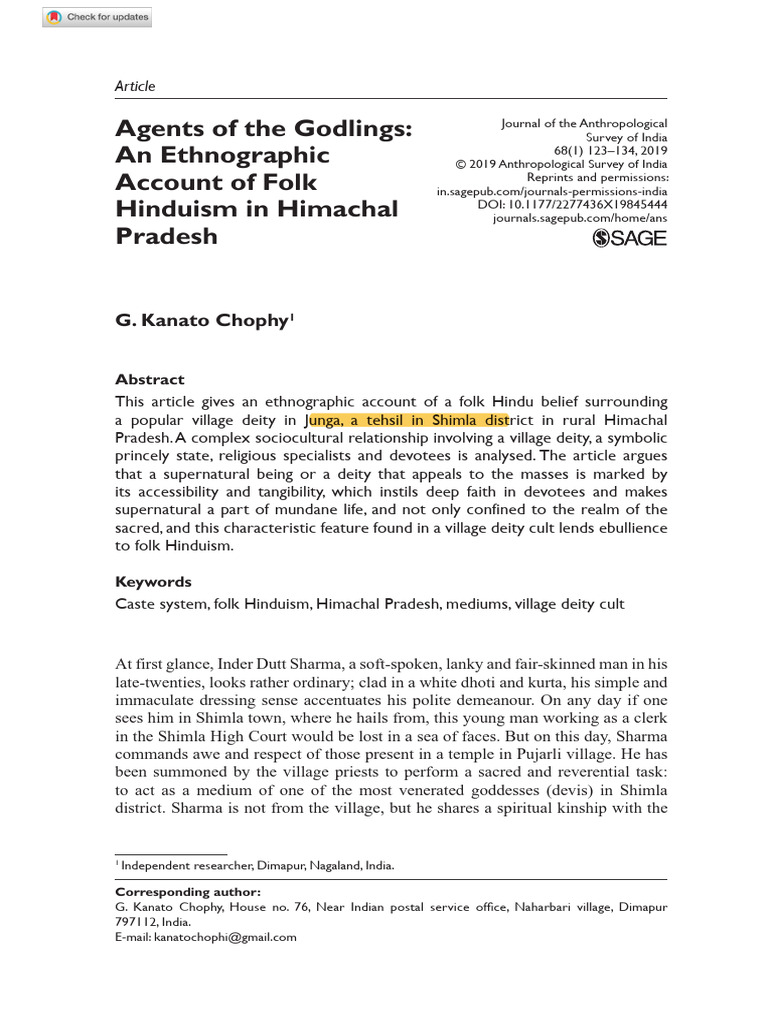 Chophy 2019 Agents of The Godlings An Ethnographic Account of Folk ...