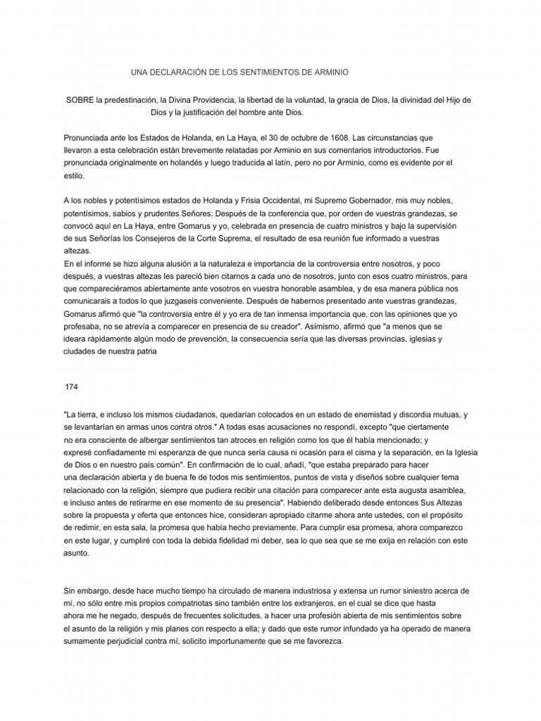Arminius. Declaration of Sentiments | PDF