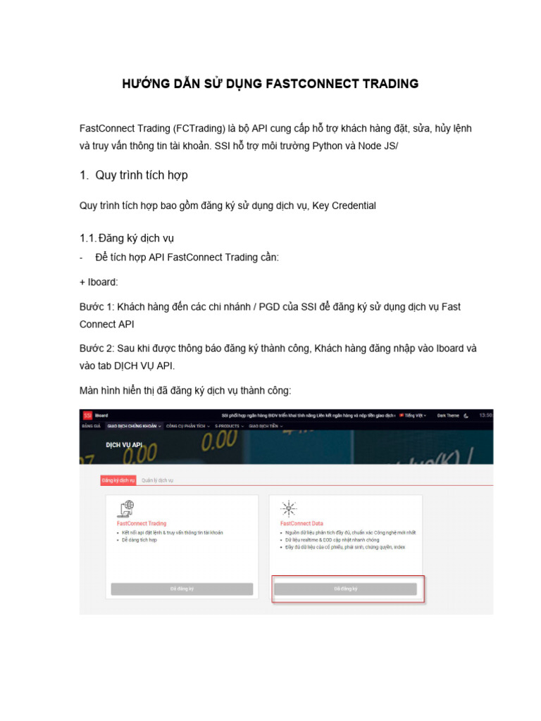 HƯỚNG DẪN SỬ DỤNG FASTCONNECT TRADING | PDF