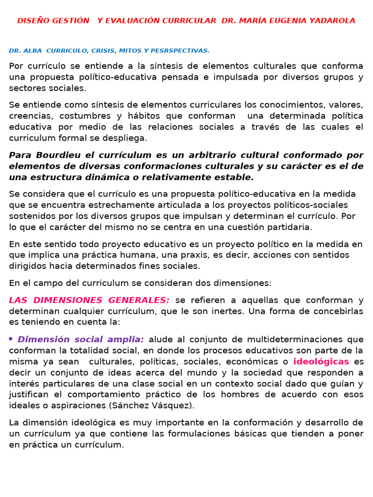 Diseño Gestión y Evaluación Curricular DR | PDF | Plan de estudios ...