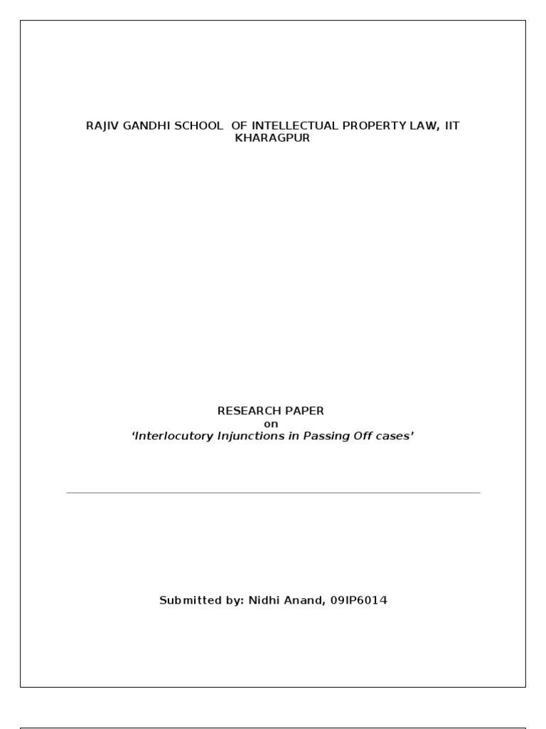 Rajiv Gandhi School of Intellectual Property Law, Iit Kharagpur PDF