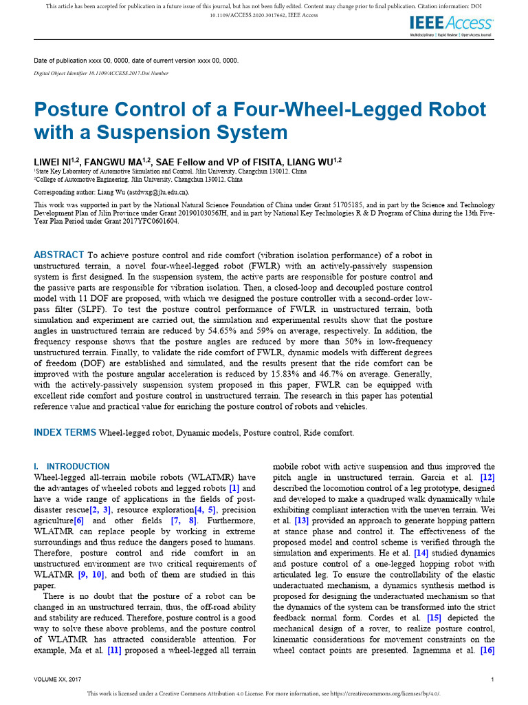 Posture Control in Four-Wheel-Legged Robots | PDF | Simulation | Computers