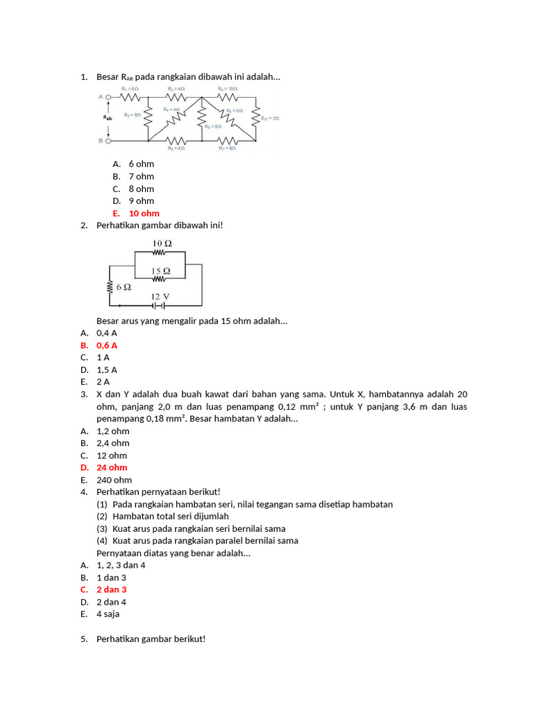 Soal dan Jawaban Rangkaian Listrik | PDF | Teknologi & Rekayasa