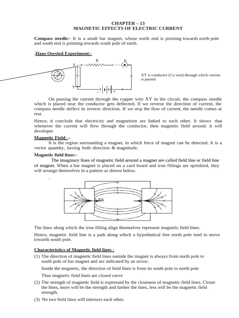 Class 10 Magnetic Effect of Electric Current Lesson Notes | PDF