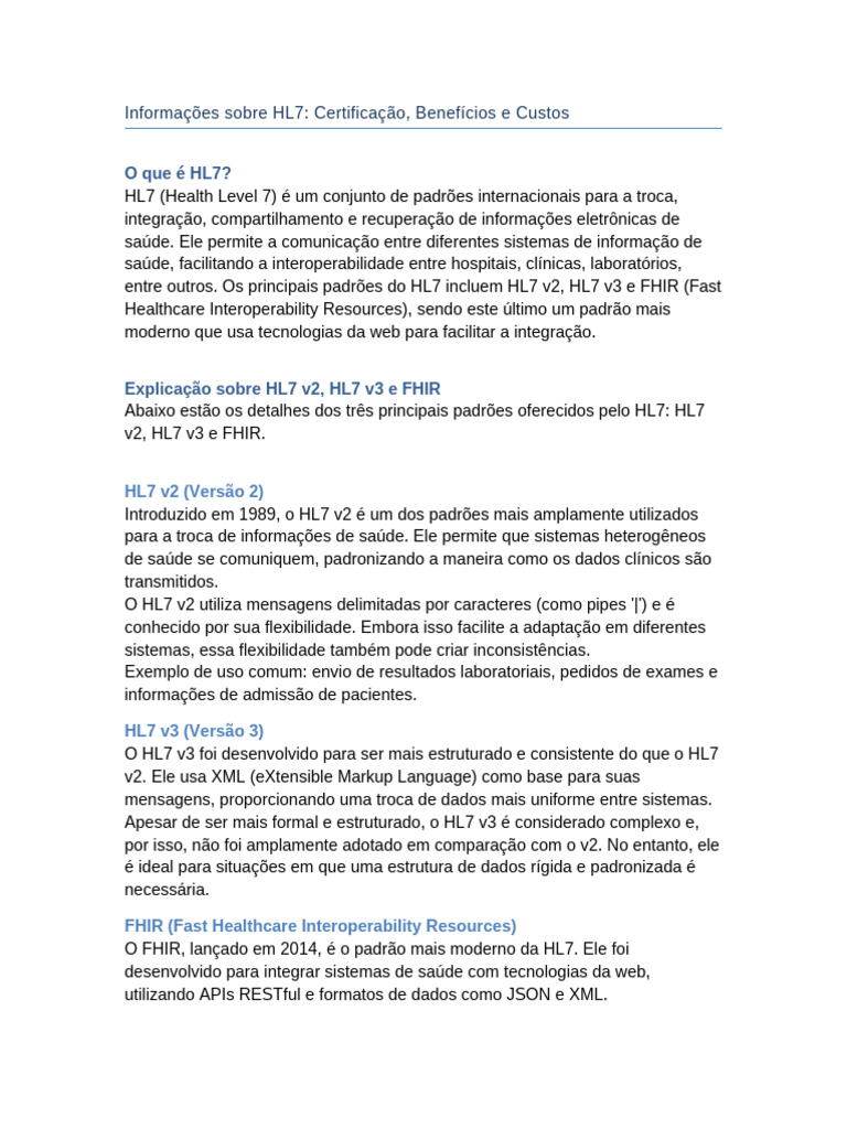 HL7 Documentacao Atualizada | PDF