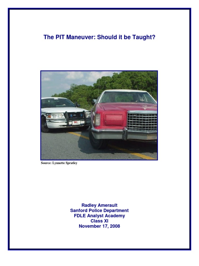The PIT Maneuver Should It Be Taught? PDF Police Police Car