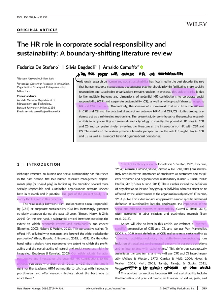 1 - The HR Role in Corporate Social Responsibility & Sustainability | PDF
