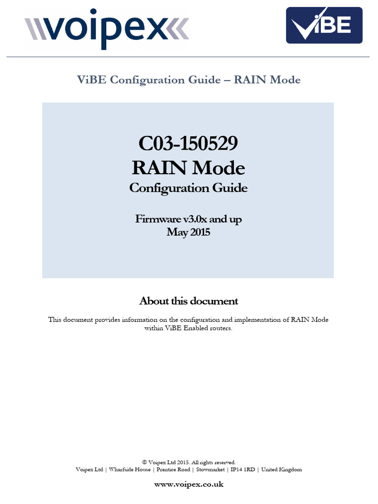 c03-150529 - Rain Mode Configuration Guide | PDF