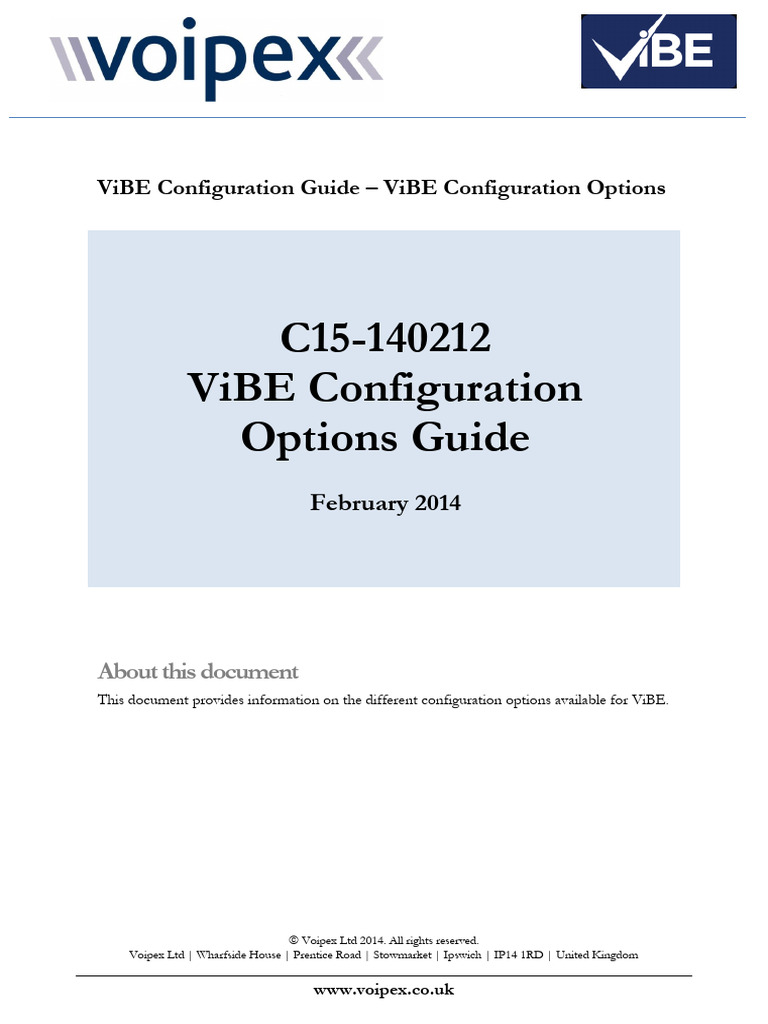 c15-140212 - Vibe Configuration Options Guide | PDF