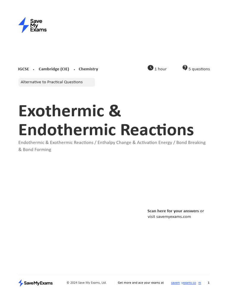 5 1 Exothermic and Endothermic Reactions QGpk2Z5t6Ksfg6tj | PDF