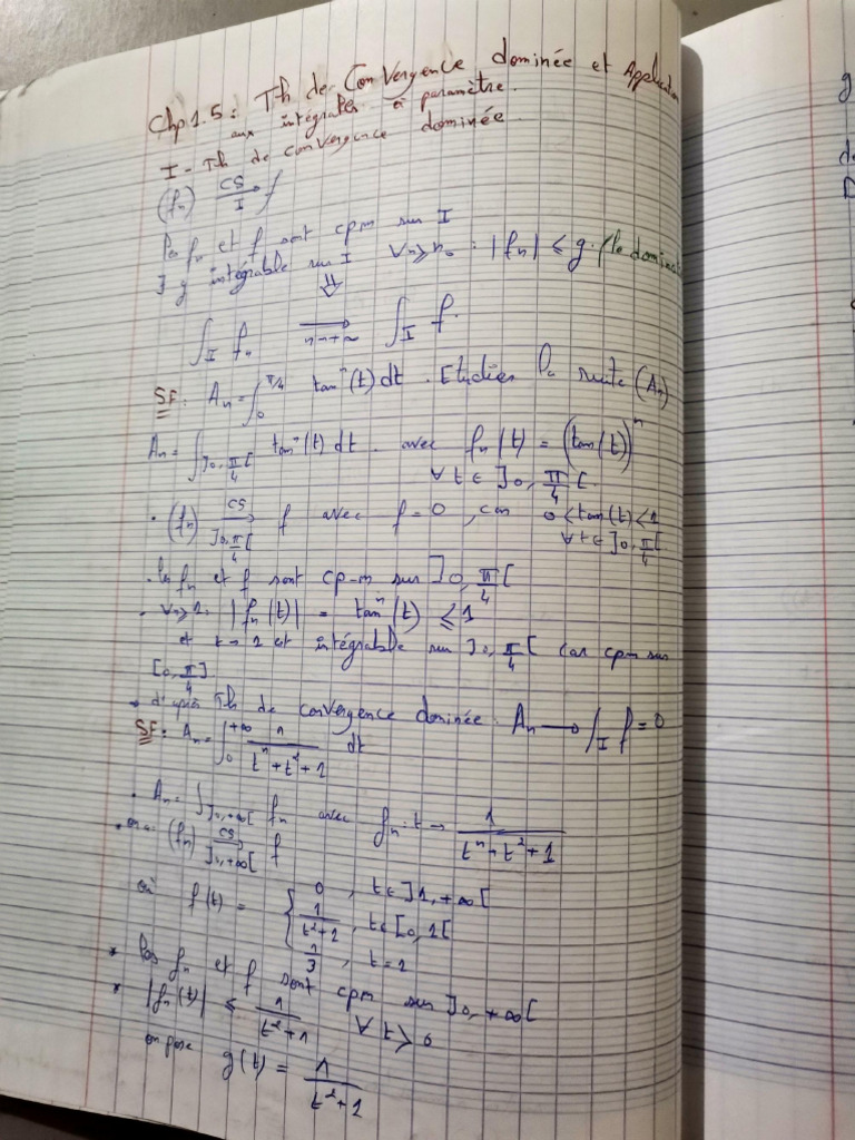 théorème de convergence dominé et application aux integrales — free download