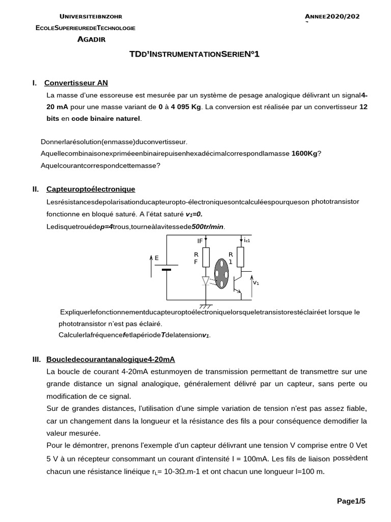 TD N°1 - Instrumentation | PDF