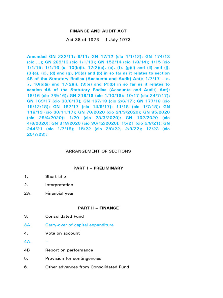 Finance and Audit Act | PDF