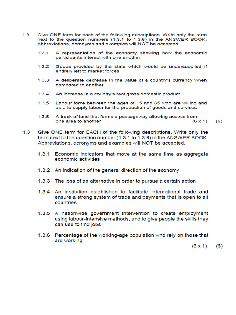 Economics Terminology From All The Nine Provinces | PDF