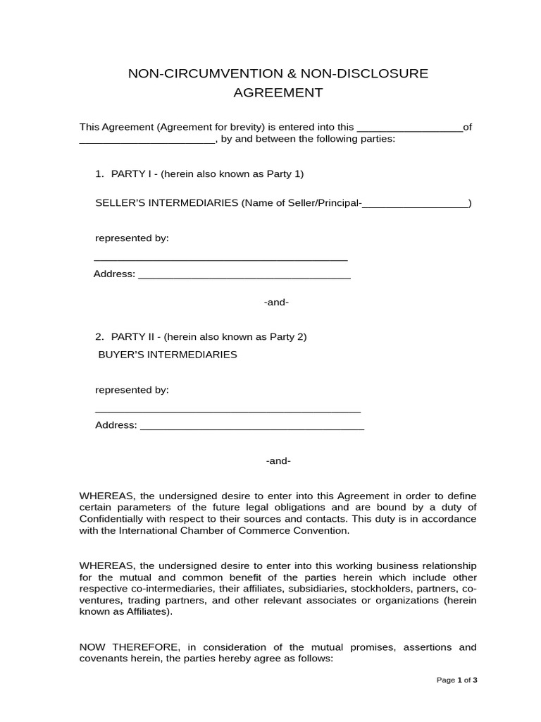 Non-Circumvention Agreement Overview | PDF | Non Disclosure Agreement ...