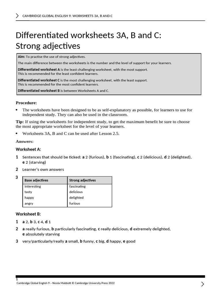 Ge 9 Diff Ws U2 3 ABC | PDF | Adjective | Grammar