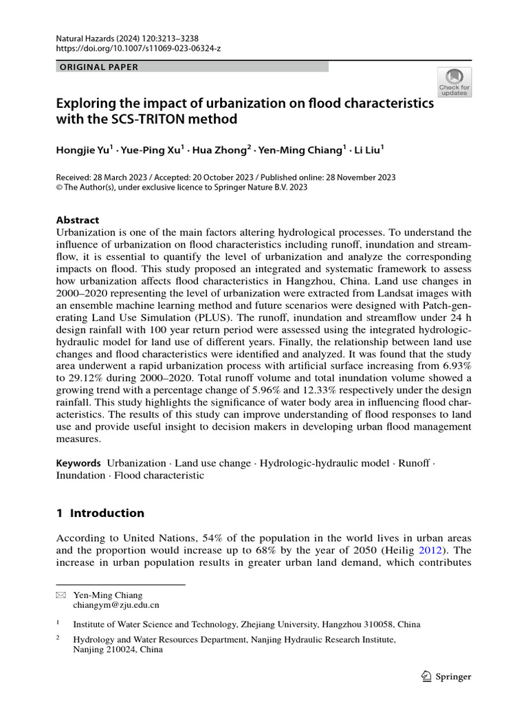 Exploring The Impact of Urbanization On Flood Characteristics With The ...