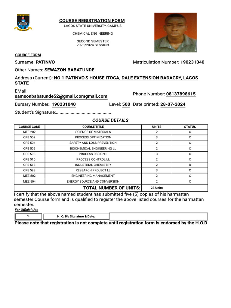 Course Form | PDF