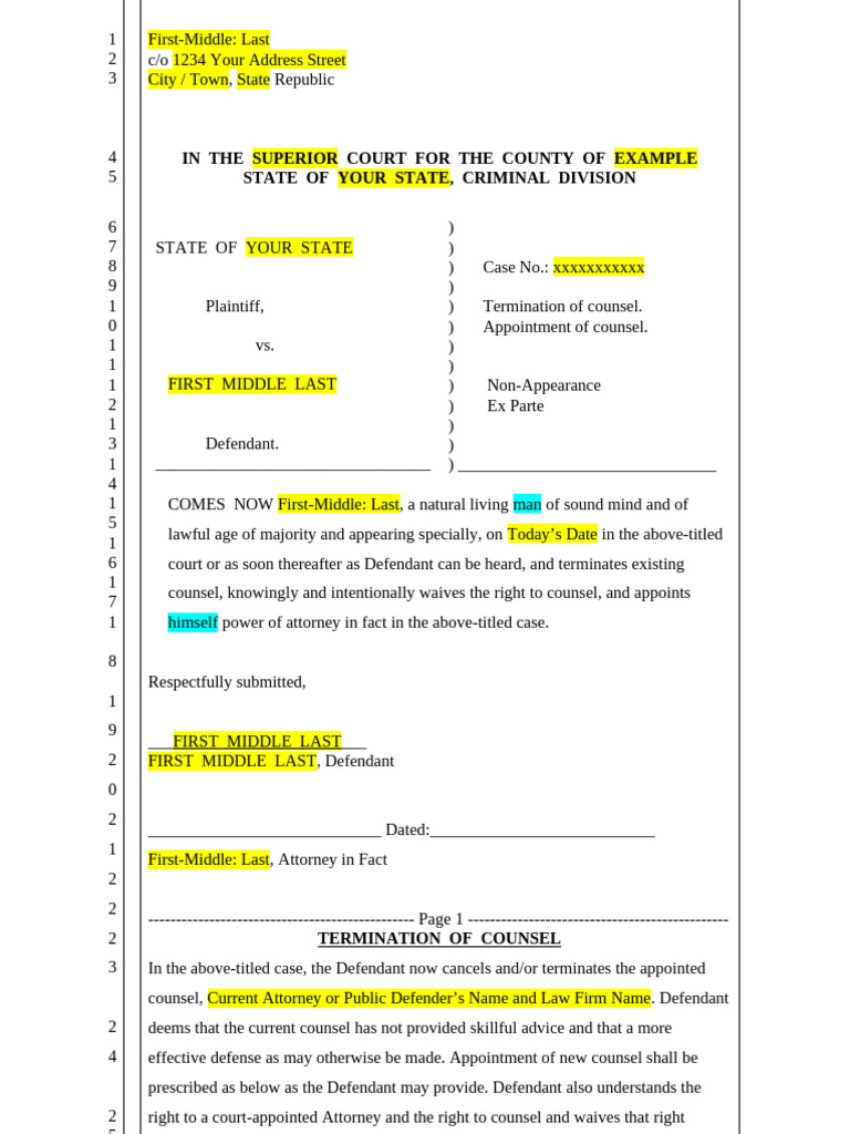 Termination of Counsel Template | PDF