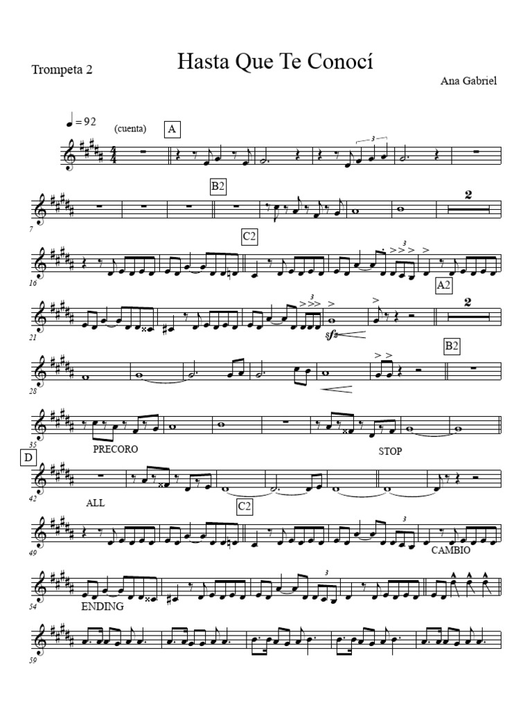 HASTA QUE TE CONOCI. Mariachi. Tpta 2 | PDF