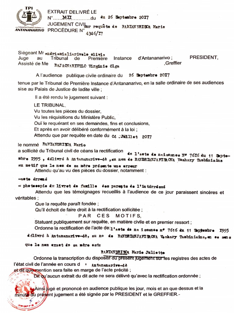 Exemple Jugement Supplétif | PDF