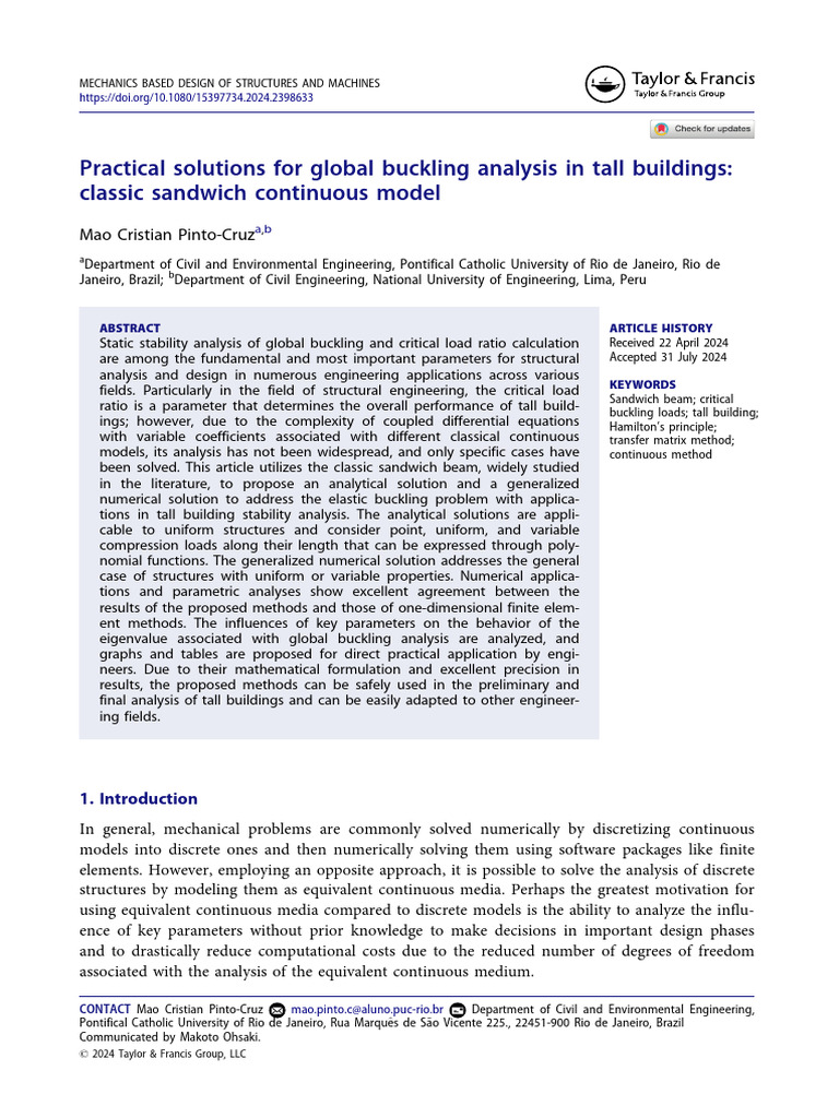 Practical Solutions For Global Buckling Analysis in Tall Buildings ...