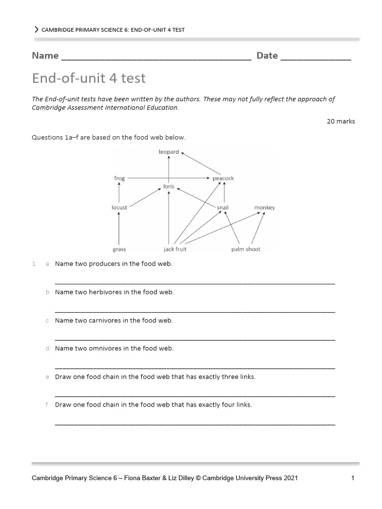 P - Science 6 - End-Of-Unit - 4 | PDF