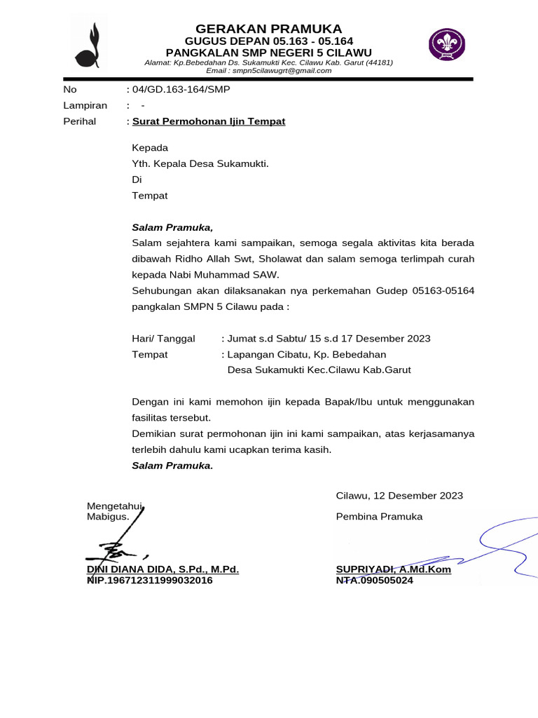 Surat IJIN PRAMUKA | PDF