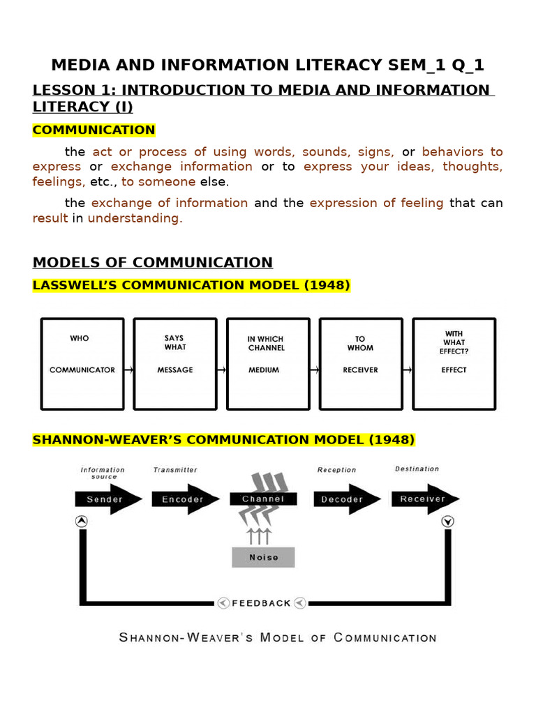 Media and Information Literacy Sem | PDF