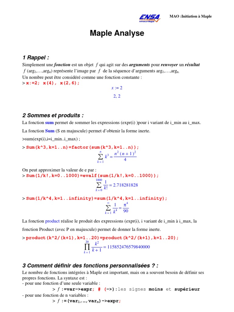 Analyse des matrices avec Maple | PDF | Matrice (Mathématiques) | Équations