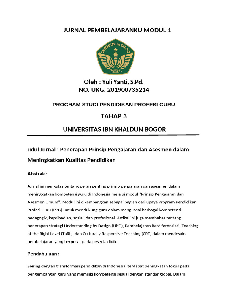Jurnal Modul 1 Ppg Pdf