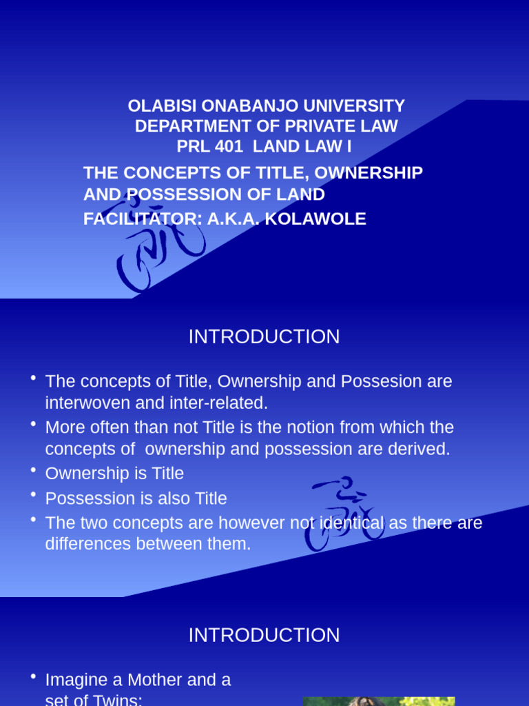 2023 2024 Class Notes PRL 401 Land Law I | PDF