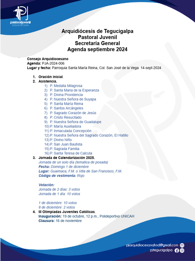 Agenda Pastoral Juvenil Septiembre 2024 | PDF | Ciencias sociales ...