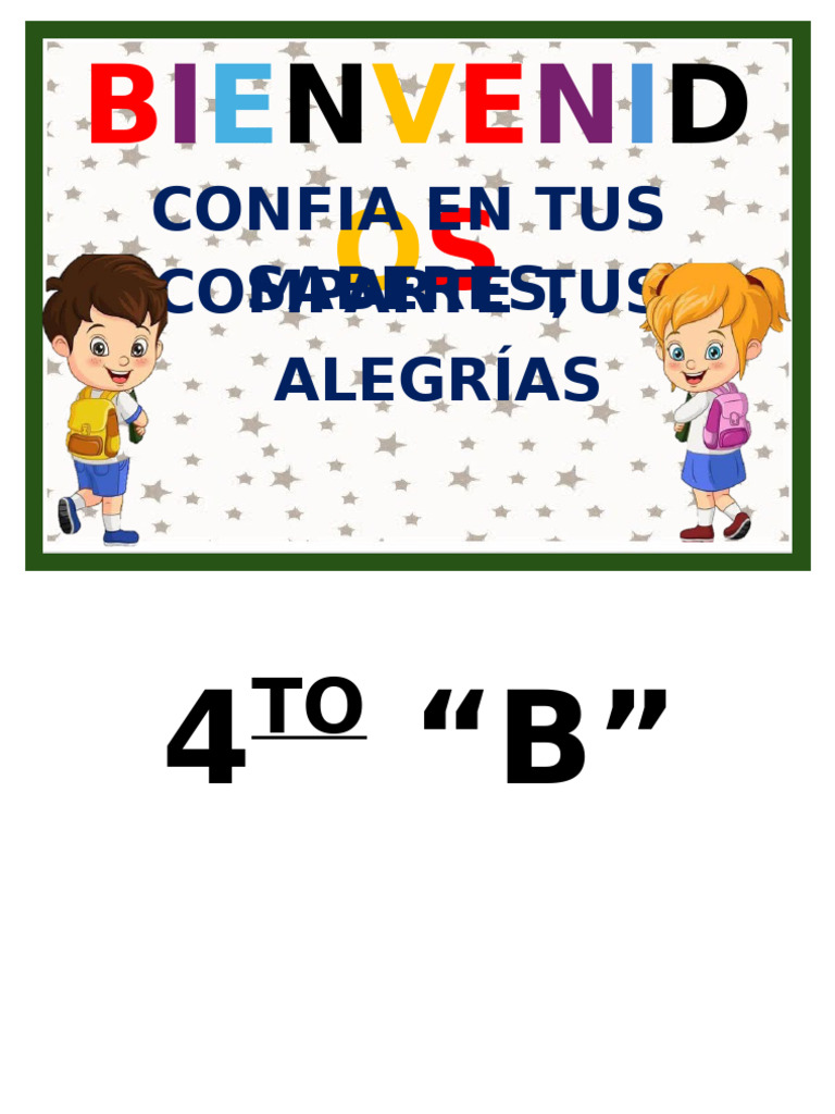 Letrero Bienvenida 4to Grado | PDF